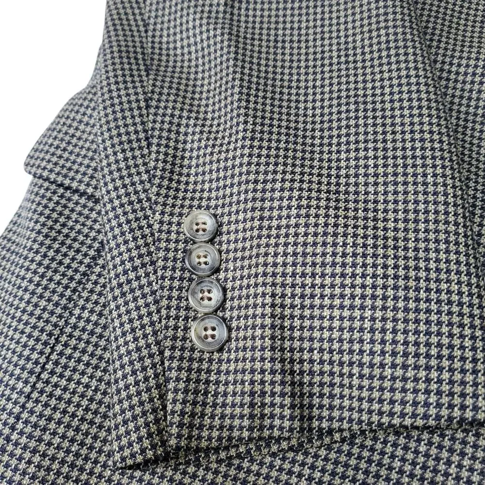 Jos A Bank Preppy Micro Houndstooth Blazer Jacket Sport Coat Blue Executive 42L